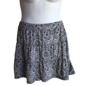 Prana Black and White Tiered Sporty Soft Knit Athletic Skirt Outdoors Coverup XL